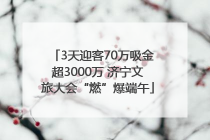 3天迎客70万吸金超3000万 济宁文旅大会“燃”爆端午